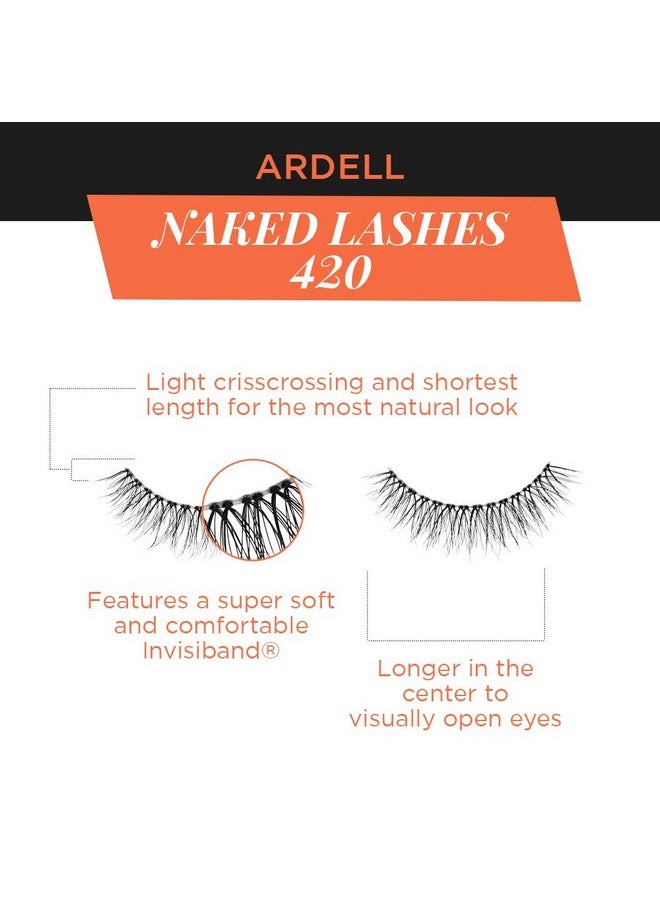 Ardell False Lashes, Naked Lashes 420 with Invisiband, 4 pairs