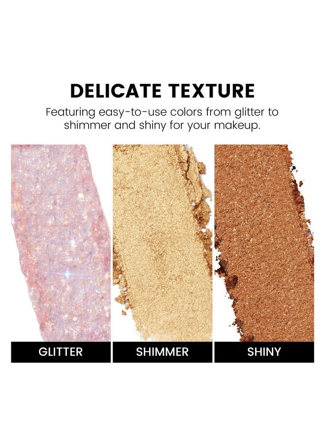 KYDA 10 Colors All Glitter Eyeshadow Palette, Sparkling Sequin Eyeshadow, Shiny Pearl Powder Eye Shadow, Multicolor Glitters Eyes Makeup, Pink Glitters Eyeshadsow Palette, Glitter Eyes Color