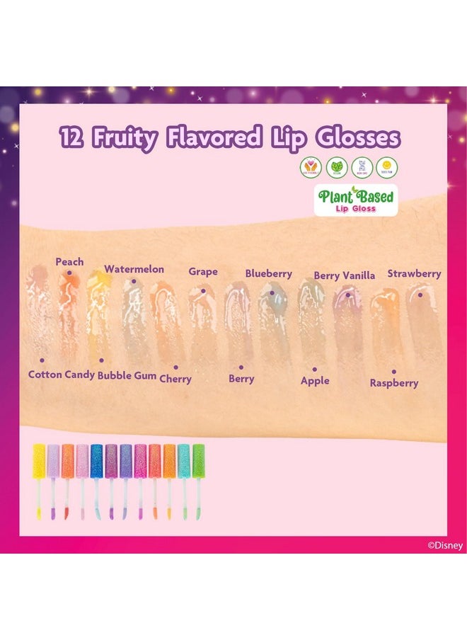 Townley Girl Disney Princess 12 Piece Plant Based Lip Gloss, Girls Party Favors, First Makeup Set for Girl, Perfect for Parties, Sleepovers, and Birthday Gifts, Ages 3