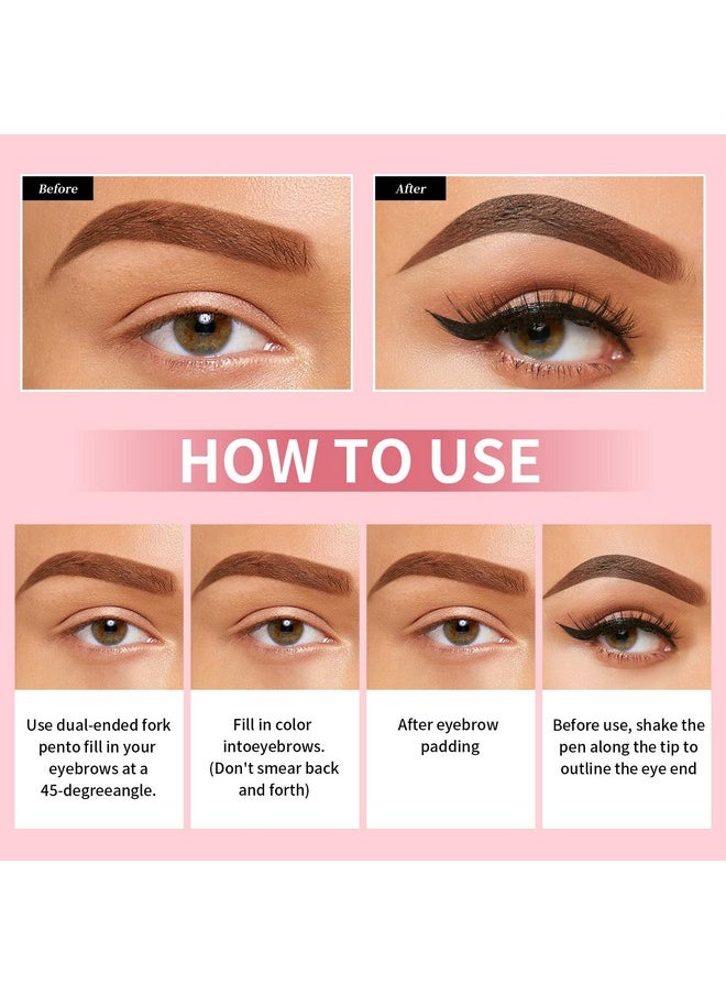 Magic Microblading Eyebrow Pencil, Upgraded 3D 4-Tip eye brow pencils for women, 2-In-1 Eyebrow Pencil Dark Brown, Waterproof Eyebrow Pen To Create Natural Makeup(Dark brown)