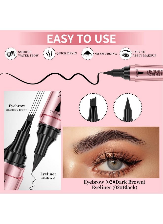 Magic Microblading Eyebrow Pencil, Upgraded 3D 4-Tip eye brow pencils for women, 2-In-1 Eyebrow Pencil Dark Brown, Waterproof Eyebrow Pen To Create Natural Makeup(Dark brown)