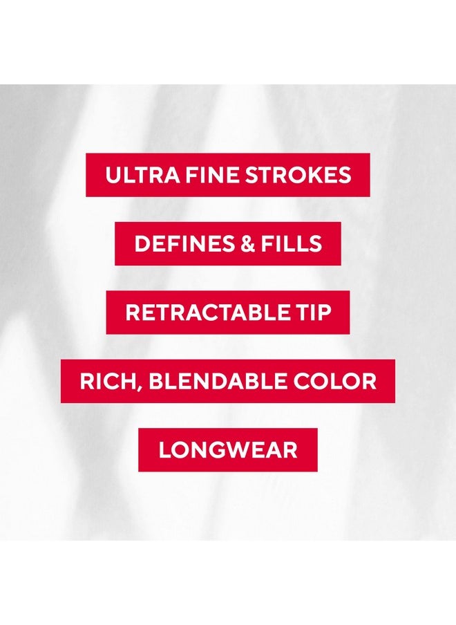 Mirabella Ultra Fine Brow Pencil, Anti-Chip Waterproof Eyebrow Pencil - Smudgeproof, Blendable & Retractable Eyebrow Pencil to Define and Fill In Brows Naturally - Dark