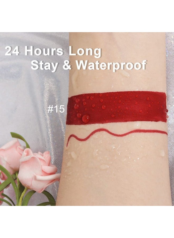 AMY'S DIARY 2pcs Matte Dark Red Lip Liner and Lipstick Makeup Set, Liquid Lipstick 24H and Lip Liner Set Matt Liquid Lips Make Up Waterproof Long Lasting Lipstick Matte Kit with Lip liner kit (02)