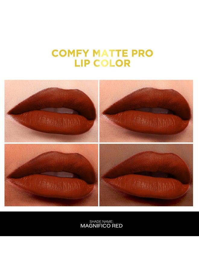 FACESCANADA Comfy Matte Pro Liquid Lipstick - Magnifico Red 01, 5.5 ml | 10HR Longstay | Intense Color | Macadamia Oil & Olive Butter Infused | Lightweight Super Smooth | No Dryness | No Alcohol