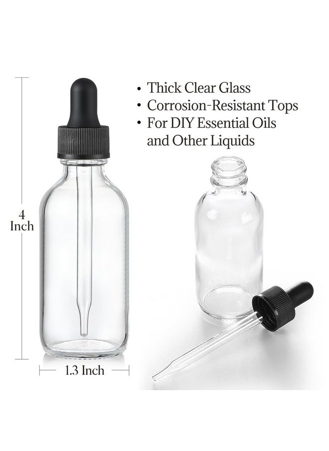 Set of 4, 1 oz Clear Eye Dropper Bottles with 1 Stainless Steel Funnels & 4 Labels - Black Caps 30ml Thick Glass Tincture Bottles - Leakproof Essential Oils Bottles for Health, Personal Care & Beauty