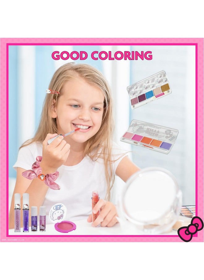 Hello Kitty - Townley Girl Train Case Cosmetic Makeup Set Includes Lip Gloss, Eye Shimmer, Nail Polish, Hair Accessories & More! For Girls, Ages 6+ Perfect for Parties & Makeovers