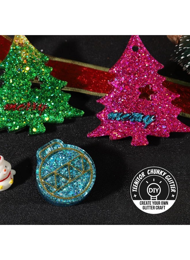 Teenitor Glitter, Rave Festival Chunky and Fine Glitter Mix,32 Colors Iridescent Loose Glitter, Cosmetic Makeup Face Body Hair Glitter
