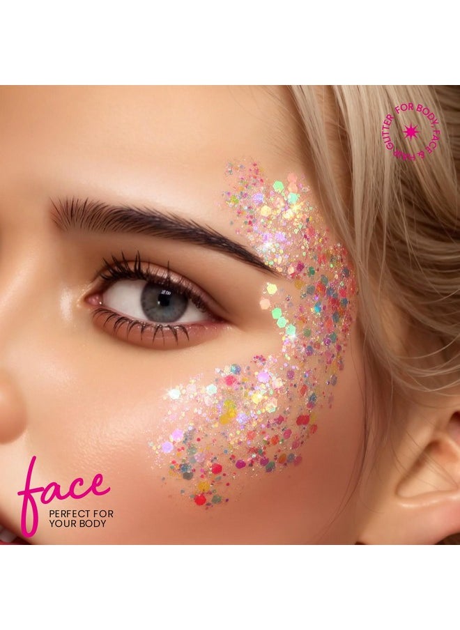 Teenitor Glitter, Rave Festival Chunky and Fine Glitter Mix,32 Colors Iridescent Loose Glitter, Cosmetic Makeup Face Body Hair Glitter