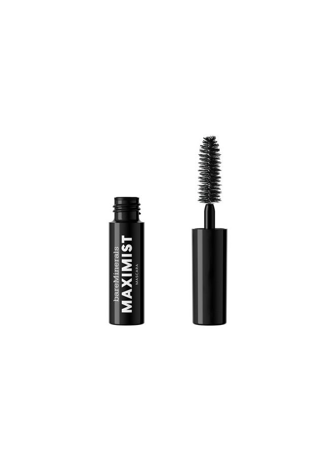 bareMinerals Mini Maximist Phyto-Fiber Volumizing Black Mascara for Visibly Thicker Lashes, All-Day Wear, Waterproof Mascara Black, Travel Size, Vegan