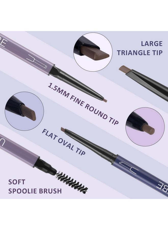 UCANBE 3 PCS Eyebrow Pencils for Women, Brow Pencil Included 3 Types of Tips - Shapes, Defines, Fills, Dual-Sided, Long-Lasting Brow Makeup, Brown