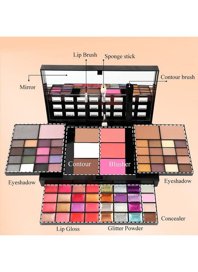 Makeup Kit for Women Full Kit including 36 Eyeshadow Makeup,16 Lip Gloss,12 Glitter Cream, 4 Concealer, 3 Blusher,1 Bronzer, 2 Highlight and Contour - All in One Makeup Kit 74 Colors