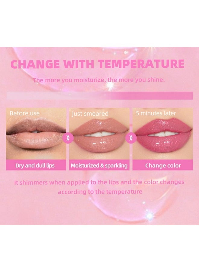 MAEPEOR Changing Lip Gloss 7 Colors Moisturizing Non-sticky Lip Oil Gloss Nourishing Shiny Glossy Lipgloss for Lip Care and Dry Lip (Color 00)