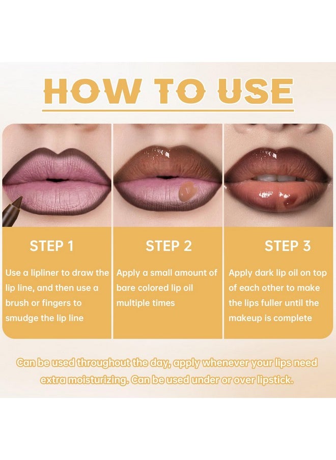 HOSAILY 2 Colors Butter Gloss Hydration Non-Sticky Plumping Lip Gloss for Women Natural Nude Tinted Lip Glow Oil Moisturizing Lightweight Long Lasting High Shine Liquid Lipstick with Lip Liner Combo