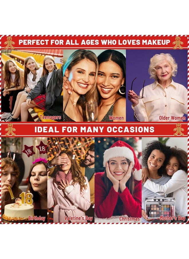 Makeup Kit for Women Full Kit - Eyeshadow Palette, Lipsticks, Lipgloss, Blushes, Contour, Highlighters, Makeup Pencil, False Eyelashes, Re-usable Train Case Gift Set for Teen Girls Starters Pros