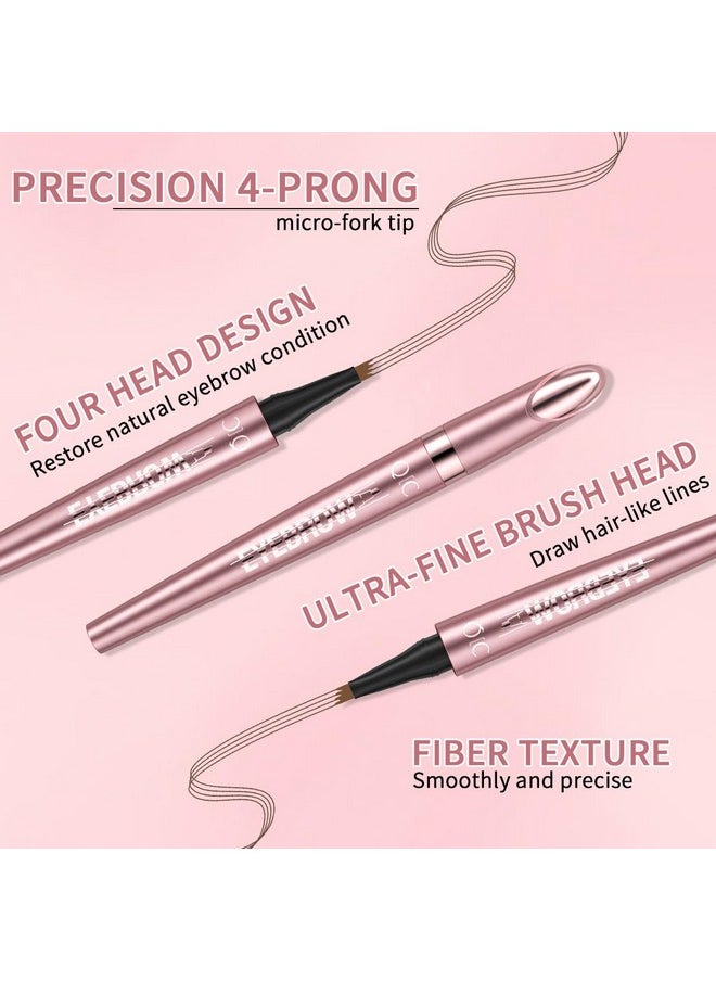 Microblading Eyebrow Pen,QIC Eyebrow 4 Tip Brow Pencil,Long-Lasting Natural Eyebrow Hair,Waterproof Magic Eyebrow Pencil Eyebrow Brush(Brown)