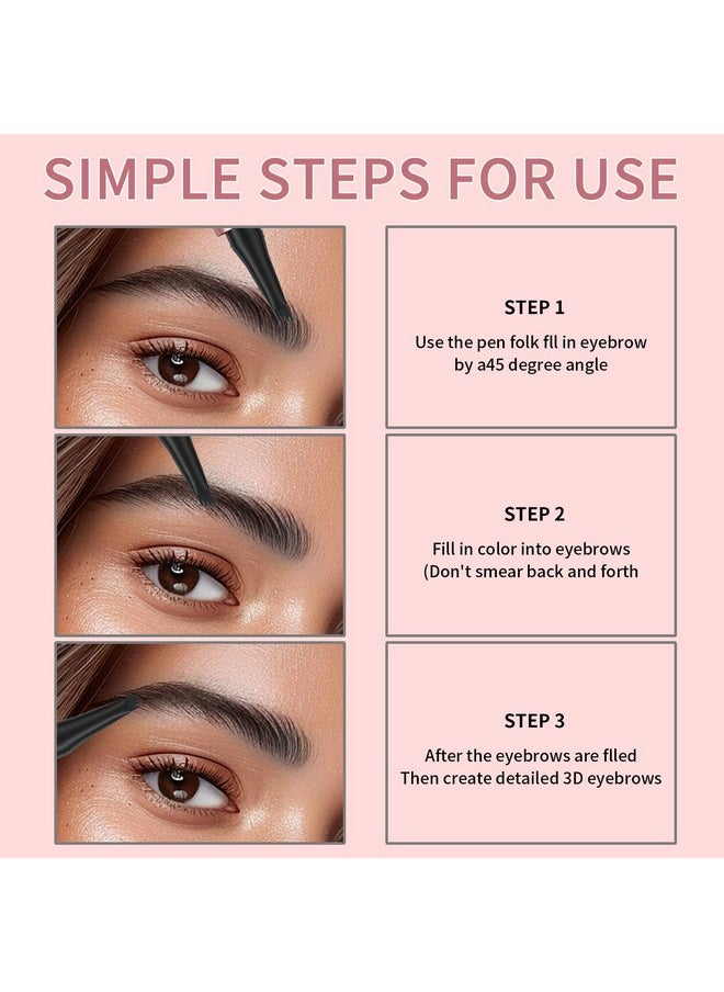 Microblading Eyebrow Pen,QIC Eyebrow 4 Tip Brow Pencil,Long-Lasting Natural Eyebrow Hair,Waterproof Magic Eyebrow Pencil Eyebrow Brush(Brown)
