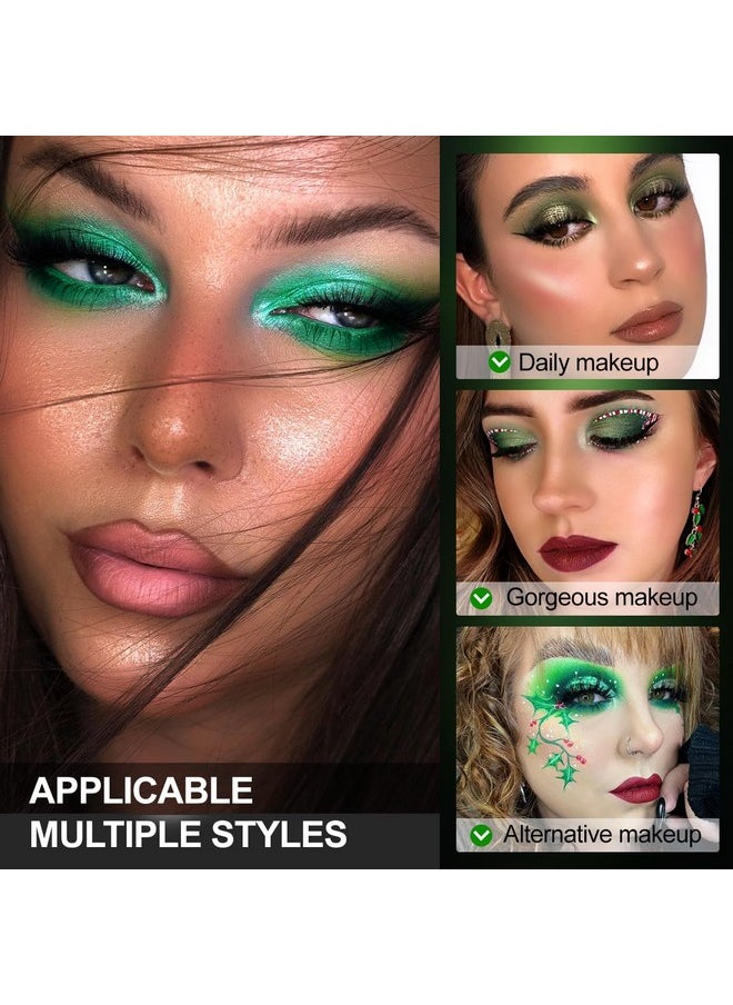 DE'LANCI Glitter Olive Green 12 Colors Makeup Pallet, Multichrome Green Eyeshadow Palette, Matte Shimmer Light Dark Emerald Green Brown Eye Shadow for Hazel Eyes, Bright Sparkly Black Silver Shades