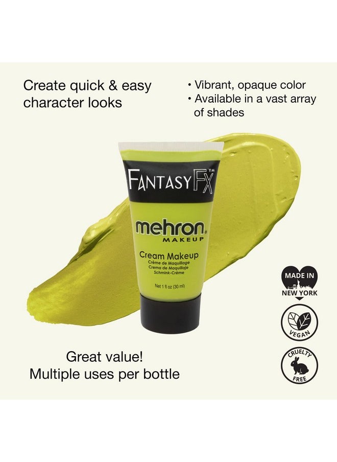 Mehron Makeup Fantasy FX Cream Makeup | Water Based Halloween Makeup | Ogre Green Face Paint & Body Paint For Adults 1 fl oz (30ml) (OGRE GREEN)