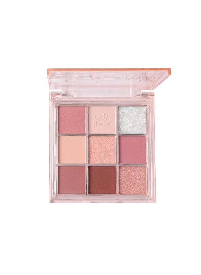 ONLYBETTER Pink Eyeshadow Palette, Pink Eyeshadow Palette High Pigmented Makeup Palette 9 Shades Metallic and Shimmers Long Lasting Sweatproof and Waterproof Bright Eyeshadow Palette