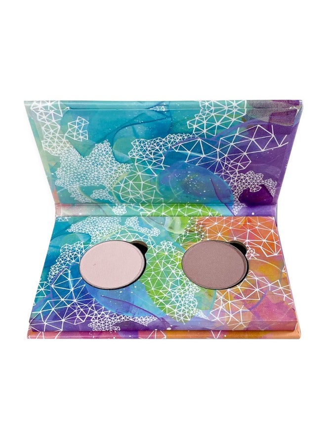 Honeybee Gardens Mini Skinny Duo Eye Shadow Compact in Canterbury and Porcelain, Longlasting, Refillable & Customizable, Vegan, 26mm Pans