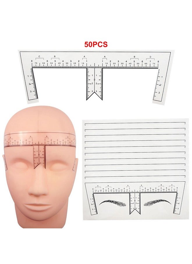 Guapa 50pcs/Pack Eyebrow Ruler with Brow Shape Disposable Microblading Ruler Sticker Adhesive Brows Positioning Measure Tool