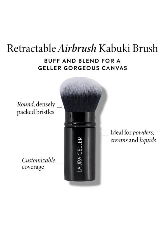 LAURA GELLER NEW YORK Retractable Airbrush Kabuki Brush for All Face Makeup & Foundation for Liquid, Cream and Powder Face Makeup With Aluminum Handle