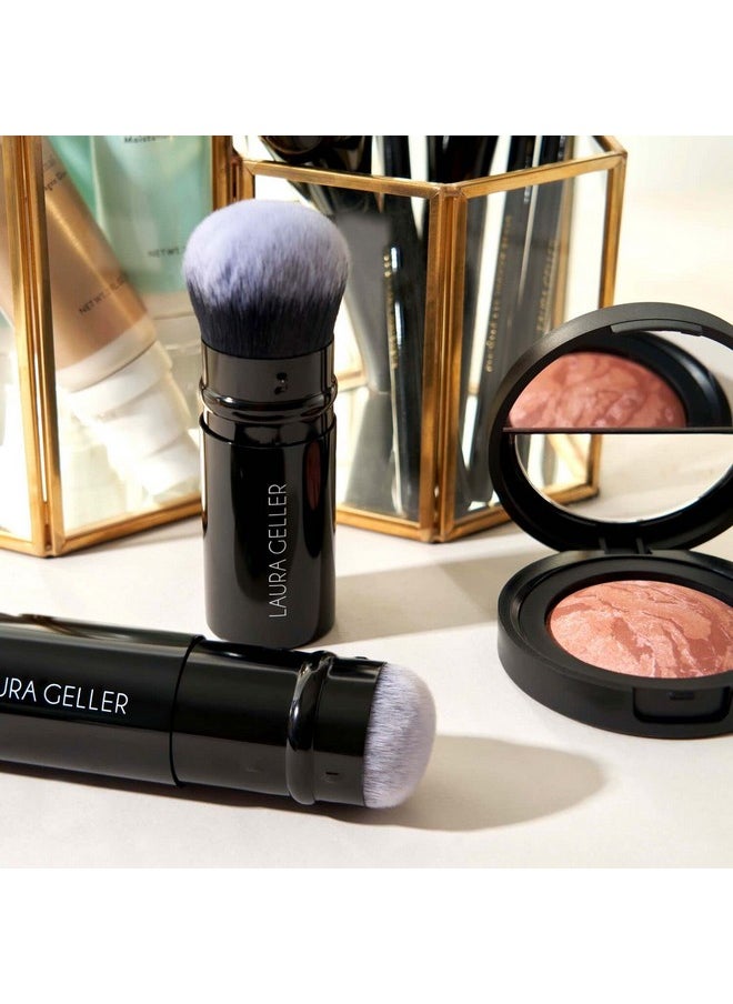 LAURA GELLER NEW YORK Retractable Airbrush Kabuki Brush for All Face Makeup & Foundation for Liquid, Cream and Powder Face Makeup With Aluminum Handle