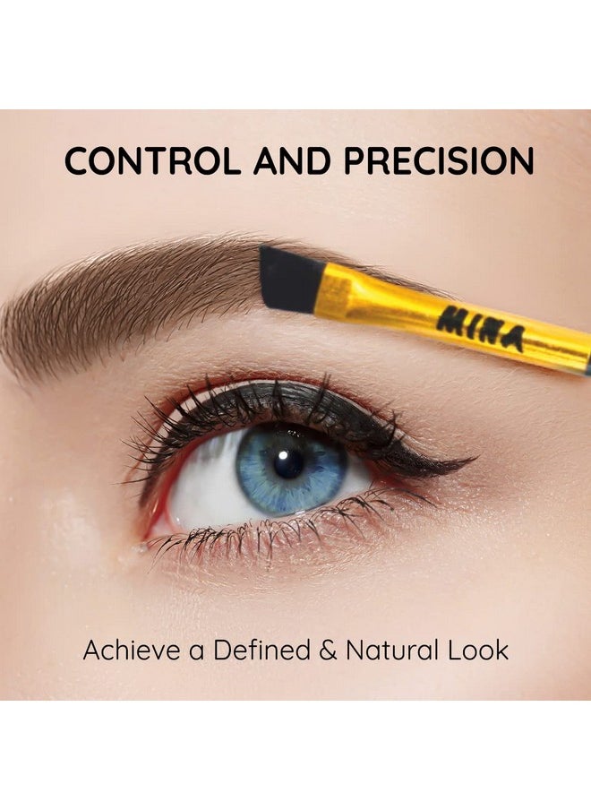 Mina Brow Brush-Premium Angled Eyebrow Brush For Powder, Henna, Cream, Tint, Makeup, Gel, Lamination & Wax