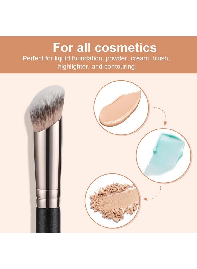 TEOYALL Foundation Contour Conceal Brush Set, 3PCS Angled Synthetic Kabuki Brush for Blending Setting Buffing with Liquid, Cream and Powder Cosmetic (170S/270S/370S)