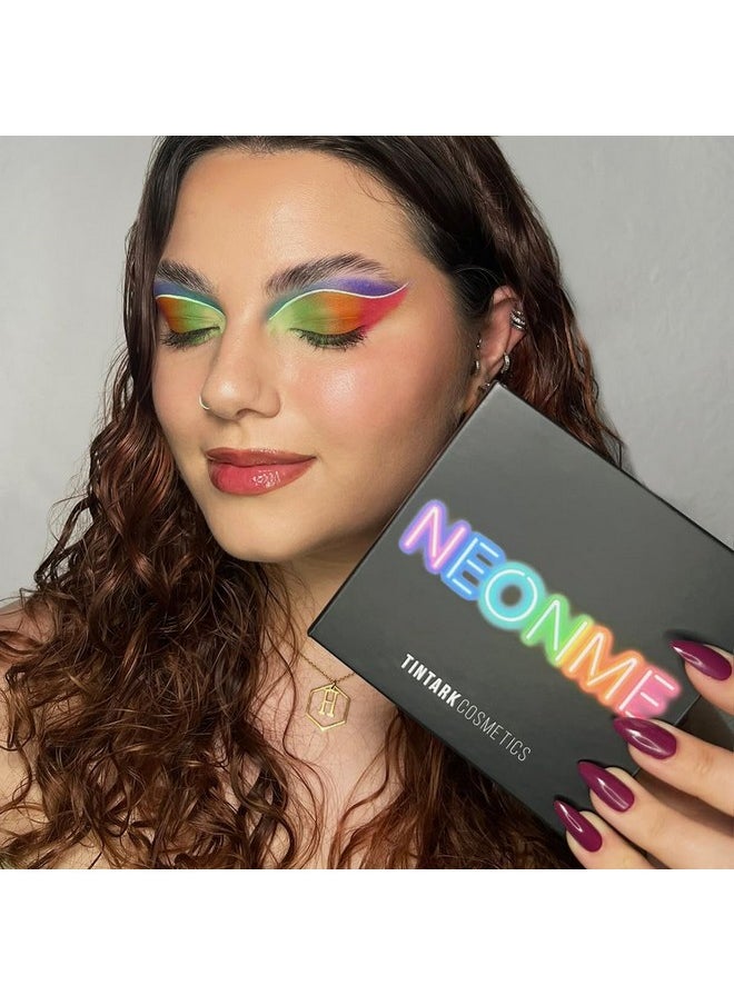 Tintark Neonme Eyeshadow Palette, 18 Fluorescent Color Glowing Eyeshadows, Rainbow Purple Blue Green Yellow Pink Eye Shadow Palettes for fun party Popular Eye Makeup, Glitter Matte Shimmer