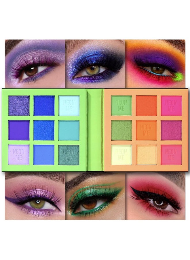 Tintark Neonme Eyeshadow Palette, 18 Fluorescent Color Glowing Eyeshadows, Rainbow Purple Blue Green Yellow Pink Eye Shadow Palettes for fun party Popular Eye Makeup, Glitter Matte Shimmer