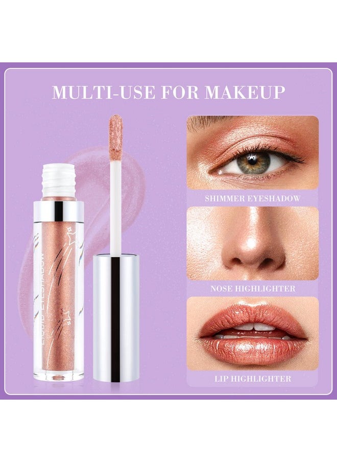 Hotiary Glitter Liquid Eyeshadow Metallic Pigments Shimmer Makeup Metals Gloss for Eyes Eyeliners Sparkling Eye Shadow Shiny Pen Eyeliner Kit Long Lasting Waterproof (Silver)