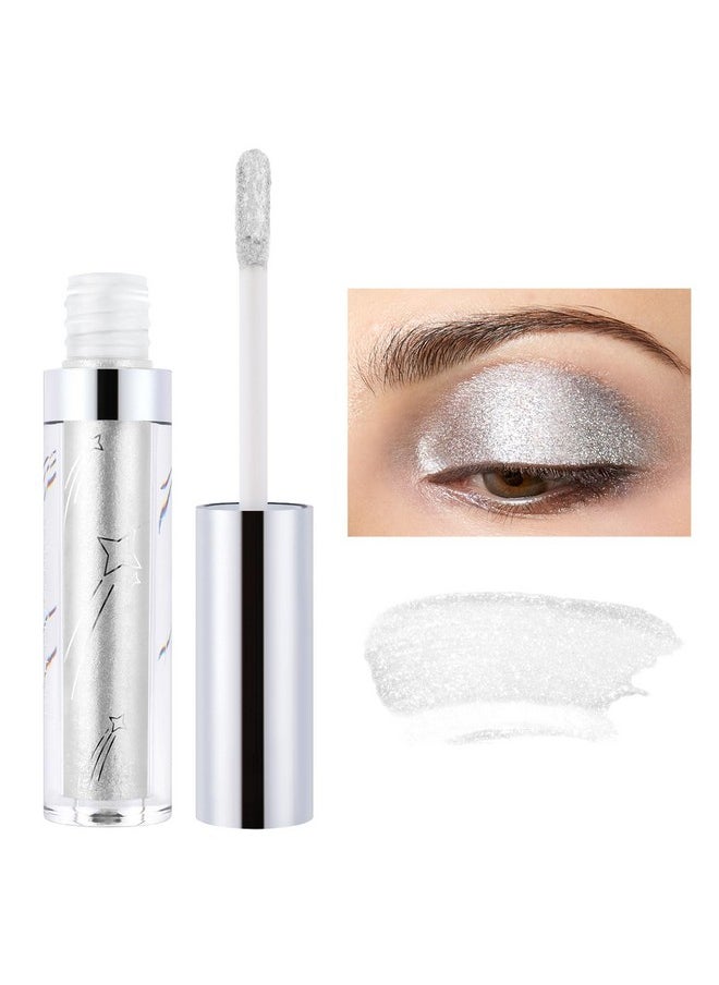 Hotiary Glitter Liquid Eyeshadow Metallic Pigments Shimmer Makeup Metals Gloss for Eyes Eyeliners Sparkling Eye Shadow Shiny Pen Eyeliner Kit Long Lasting Waterproof (Silver)