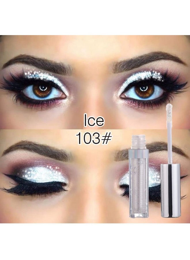 Hotiary Glitter Liquid Eyeshadow Metallic Pigments Shimmer Makeup Metals Gloss for Eyes Eyeliners Sparkling Eye Shadow Shiny Pen Eyeliner Kit Long Lasting Waterproof (Silver)