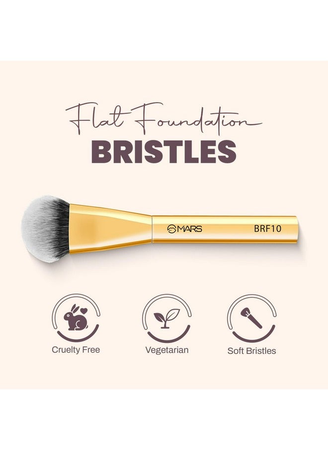 MARS Artist's Arsenal Flat Foundation Brush | Superior Coverage | Flawless Finish | Effortless Application | Soft Synthetic Bristles | Ergonomic Handle | Versatile Function | Luxe packaging (Golden)