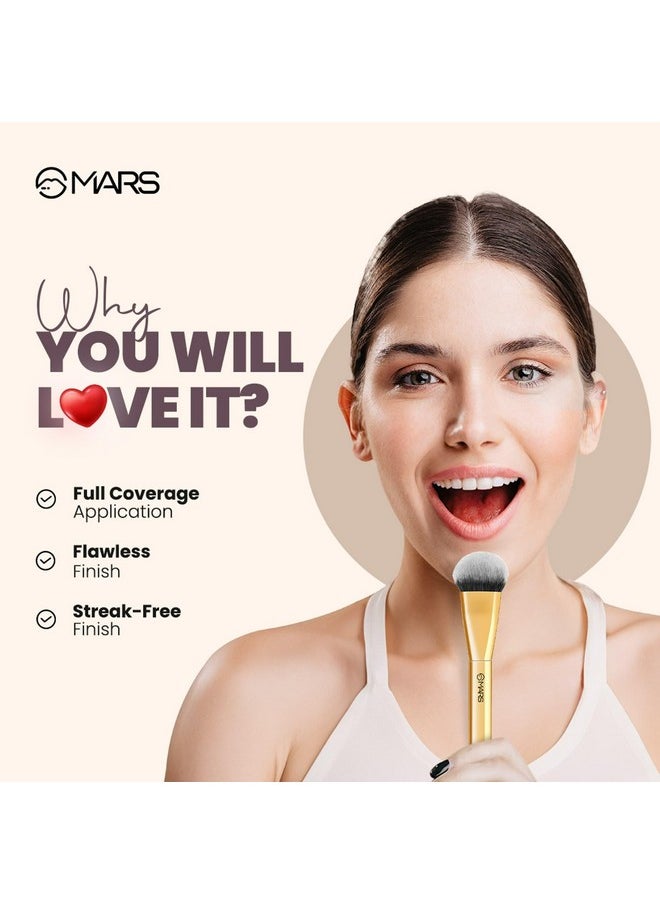 MARS Artist's Arsenal Flat Foundation Brush | Superior Coverage | Flawless Finish | Effortless Application | Soft Synthetic Bristles | Ergonomic Handle | Versatile Function | Luxe packaging (Golden)