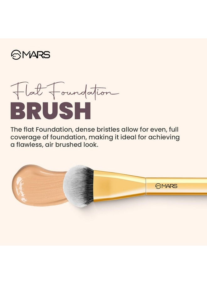 MARS Artist's Arsenal Flat Foundation Brush | Superior Coverage | Flawless Finish | Effortless Application | Soft Synthetic Bristles | Ergonomic Handle | Versatile Function | Luxe packaging (Golden)