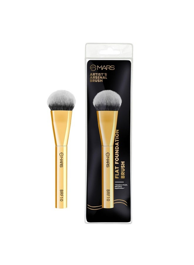 MARS Artist's Arsenal Flat Foundation Brush | Superior Coverage | Flawless Finish | Effortless Application | Soft Synthetic Bristles | Ergonomic Handle | Versatile Function | Luxe packaging (Golden)