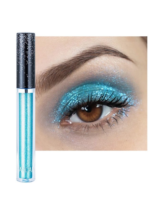 Glitter Eyeshadows, Liquid Eyeshadows, Long-lasting Liquid Glitter Eyeshadows, Shimmer-Eyeshadows, Metals-Gloss-Sparkling Silver, Gold High-pigmented Colorful Glitter Eye Shadows(08#Light-Blue)