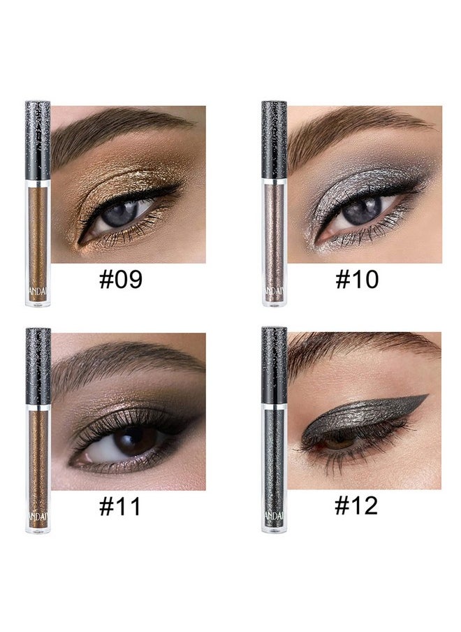 Glitter Eyeshadows, Liquid Eyeshadows, Long-lasting Liquid Glitter Eyeshadows, Shimmer-Eyeshadows, Metals-Gloss-Sparkling Silver, Gold High-pigmented Colorful Glitter Eye Shadows(08#Light-Blue)