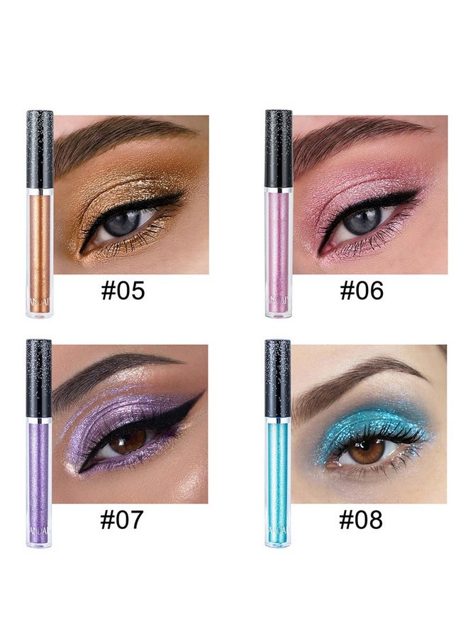 Glitter Eyeshadows, Liquid Eyeshadows, Long-lasting Liquid Glitter Eyeshadows, Shimmer-Eyeshadows, Metals-Gloss-Sparkling Silver, Gold High-pigmented Colorful Glitter Eye Shadows(08#Light-Blue)