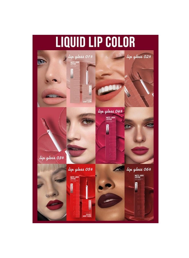 SWETIYOU Matte Liquid Lipstick Makeup Set, 3Pcs Long Lasting Smudge Proof Lip Gloss Set, High Pigmented Velvety Nude Red Lip Stain Lip Makeup Gift Sets for Girls and Women