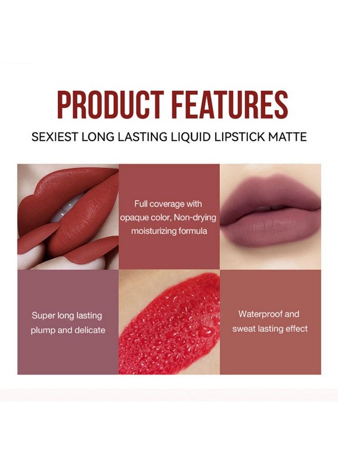 SWETIYOU Matte Liquid Lipstick Makeup Set, 3Pcs Long Lasting Smudge Proof Lip Gloss Set, High Pigmented Velvety Nude Red Lip Stain Lip Makeup Gift Sets for Girls and Women