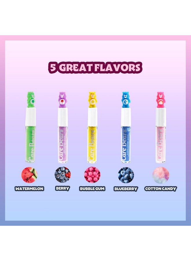 Townley Girl Care Bears 5 pcs Flavored Lip Gloss for Kids | Non-toxic & Vegan Makeup | Birthday Gifts for Ages 3