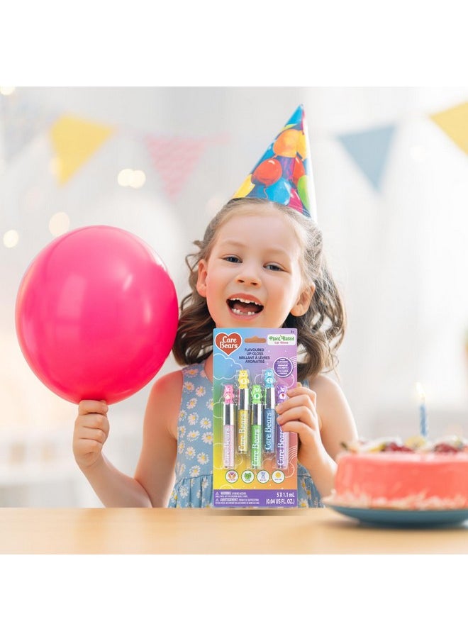 Townley Girl Care Bears 5 pcs Flavored Lip Gloss for Kids | Non-toxic & Vegan Makeup | Birthday Gifts for Ages 3