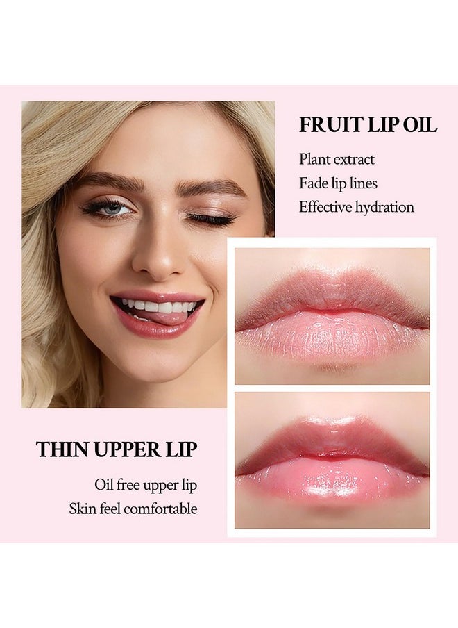 HOSAILY 4 Pcs Crystal Jelly Lip Oil, Fruit Flavoured Hydrating Honey Lip Glow Oil Lip Care, Moisturizing Long Lasting Clear Lip Oil Plumping Lip Gloss Bee Balm for Dry Lips Makeup