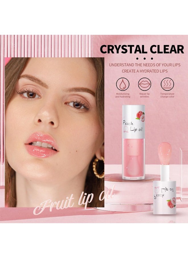 HOSAILY 4 Pcs Crystal Jelly Lip Oil, Fruit Flavoured Hydrating Honey Lip Glow Oil Lip Care, Moisturizing Long Lasting Clear Lip Oil Plumping Lip Gloss Bee Balm for Dry Lips Makeup