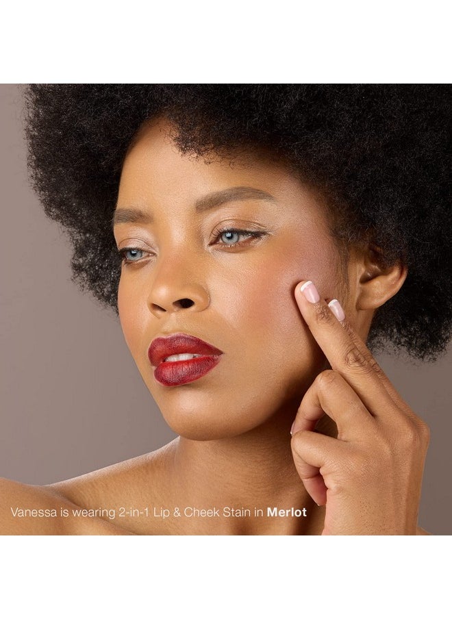 Mineral Fusion 2-in-1 Lip & Cheek Stain Merlot, 0.10 fl oz, Deep Cherry Red hydrating, long-lasting, matte lip and cheek color