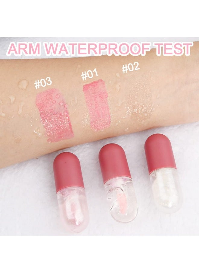 evpct 3Pcs Mini Clear Color Changing PH Tinted Lip Gloss Set for Women Girls 10-12 Pink Mood Lip Oil Gloss Balm Tint Stain Glaze Pack Hydrating Moisturizer Lipstick Magic labiales magicos,0.14fl.oz*3