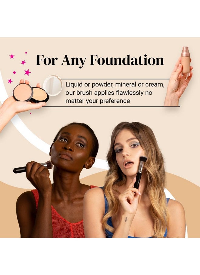 Flat Top Kabuki Foundation Brush By KESHIMA - Premium Makeup Brush for Liquid, Cream, and Powder - Buffing, Blending, and Face Brush, 1.2